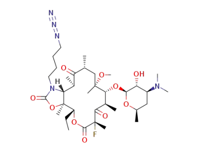 11-N-(4-azido-butyl)-6-O-methyl-5-desosamynyl-3-oxo-2-fluoro-erythronolide A 11,12-carbamate