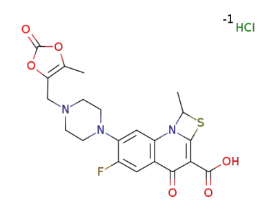 6-fluoro-1-methyl-7-[4-(5-methyl-2-oxo-1,3-dioxolen-4-yl)methyl-1-piperazinyl]-4-oxo-4H-[1,3]thiazeto[3,2-a]quinoline-3-carboxylic acid hydrochloride